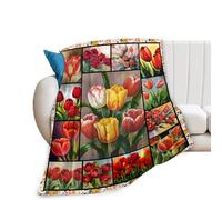 yowecso Tulip Flower Blanket Super Soft Cozy Floral Throw Blanket for Mother Grandma Girls Women Teens Adults Lightweight Flannel Fleece Fuzzy Bedding Blankets Gifts for Sofa Couch 50"x40"