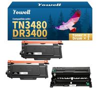 Yowell 2 x TN3480 Toner and 1 x DR3400 Drum Compatible with Brother TN3480 DR3400 Drum for Brother HL-L5100DN HL-L5000D HL-L5100DNT HL-L5200DW HL-L6200DW, MFC-L5750DW MFC-L5700DW, DCP-L5700DW 5500DN