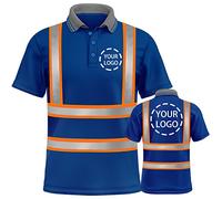 YOWESHOP Hi-Vis Viz Visibility Safety Work Polo Shirt Customized Your Logo on High Reflective Safety Security T-Shirt Breathable Lightweight Work wear Top,M,Royal Blue -Orange4