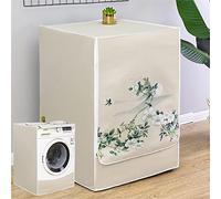 YOWGBVWC Waterproof Dustproof Front Load Washing Machine Cover - Minimalist Plaid Design for 8-10kg Washers and Dryers - Elegant Tumble Dryer Protector with Sunscreen Feature