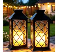 Yowin 2 Pack 35cm Large Hanging Lantern Outdoor Garden with Tempered Glass
