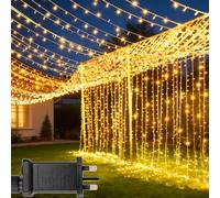 yowin 2 Pack 6m x 3m Curtain Lights 600 LED Mains Powered Waterfall Fairy Lights with Timer, 8 Modes Large Window Fairy Light Waterproof for Indoor Outdoor Gazebo Wedding Backdrop Garden Decor