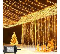 yowin 2 Pack Curtain Lights 600 LED 6m x 3m Plug in Christmas Curtain Fairy Lights with Timer, 8 Modes Large Wall Fairy Light Waterproof Waterfall Light for Outdoor Gazebo Wedding Indoor Decorations