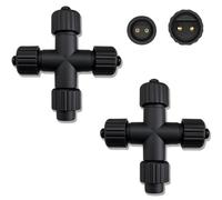 yowin 2 Pieces Splitter Connector for Fairy Lights, 2 Pin Christmas Light Splitter 3 Way Light Connector for String Lights Outdoor Xmas Garden Icicle Curtain Lights