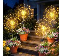 yowin 4 Pack 120 LED Firework Solar Lights Outdoor Garden