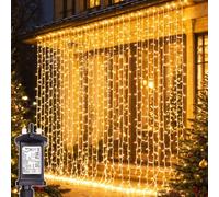 yowin Curtain Lights 3m x 3m 300 LED Curtain Fairy Lights Plug in | Christmas Light with Timer, 8 Modes Waterproof Hanging Waterfall Light for Bedroom Wall Wedding Xmas Indoor Outdoor Decor