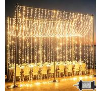 yowin Curtain Lights Outdoor 600 LED 6m x 3m Christmas Fairy Lights Plug in | 8 Modes & Timer Outdoor Christmas Curtain Lights, Waterproof, Linkable for Gazebo, Wedding and Garden