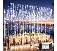 yowin Curtain Lights Outdoor 600 LED 6m x 3m Christmas Fairy Lights Plug in | 8 Modes & Timer Outdoor Christmas Curtain Lights, Waterproof, Linkable for Gazebo, Wedding and Garden, Cool White