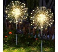 yowin Firework Solar Lights Outdoor Garden 2 Pack 120 LED Solar Garden Lights, 8 Modes Starburst Light Waterproof Copper Wire Dandelion Outdoor Stake Light for Pathway Patio Yard Lawn Decorations
