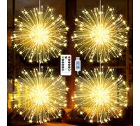 yowin Hanging Christmas Firework Lights 4x120 LED Starburst Lights USB Powered, 8 Modes Waterproof Hanging Ball Light with Remote for Xmas Porch Roof Outdoor Indoor Window Decorations - Warm White