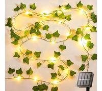yowin Solar Fairy Lights 10M 100 LED Fake Ivy Fairy Lights, 8 Modes Ivy Garland Artificial with Lights, IP65 Waterproof Vine String Lights for Christmas Balcony Garden Wall Aesthetic Decoration