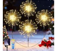 yowin Solar Firework Lights 4x120 LED Christmas Lights, 8 Modes Firefly Christmas Garden Light, IP65 Waterproof Copper Wire Starburst Stake Light for Outdoor Xmas Patio Path Decorations - Warm White