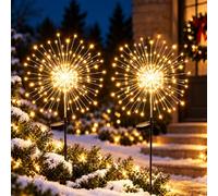 yowin Solar Garden Lights 2 Pack LED Firework Christmas Garden Decorations | Garden Lights Solar Powered Outdoor Waterproof Pathway Lighting, 8 Modes Stake Light for Xmas Path Grave Patio Decorations
