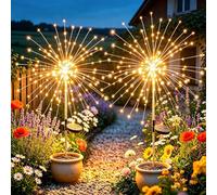 yowin Solar Lights Outdoor Garden 2 Pack 120 LED Firework Solar Stake Light