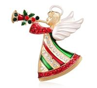 Yowivon Christmas Brooch Pins for Women, Fashion Crystal Rhinestone Sparkling Vintage Christmas Holiday Acessories Jewelry Pin Gift for Girls Christmas Tree, Wreath, Snowflake, Angel, Candy Cane