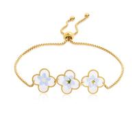 Yowivon Forget Me Not Bracelet Handmade Pressed Flower Bracelet Adjustable Slider Dainty Stainless Steel Tarnish Free Gold Jewelry Gift For Women Her Bridesmaid