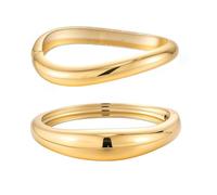 Yowivon Gold Bangles for Women, 2PCS Fine Teardrop Gold Bracelet Set, Hinged Irregular Bangle Bracelets Stack for Women, Non Tarnish Wrist Cuff, Trendy Jewelry Gifts for Christmas Valentine Birthday