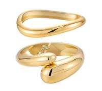 Yowivon Gold Bangles for Women, 2PCS Teardrop Chunky Gold Bracelet Set, Hinged Irregular Bangle Bracelets Stack for Women, Non Tarnish Wrist Cuff, Trendy Jewelry Gifts for Christmas Valentine Birthday