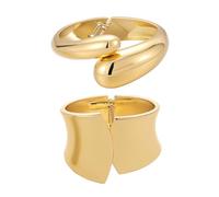 Yowivon Gold Bangles for Women, 2PCS Teardrop Chunky Gold Bracelet Set, Hinged Open Bangle Bracelets Stack for Women, Non Tarnish Thick Cuff, Trendy Jewelry Gifts for Christmas Valentine Birthday