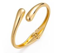 Yowivon Gold Bangles for Women, Fine Teardrop Gold Bracelet, Twisted Hinged Open Bangle Bracelets for Women, Non Tarnish Wrist Cuff, Trendy Jewelry Gifts for Christmas Valentine Birthday