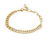 Yowivon Gold Bracelets for Women Men, Chunky Bracelet Cuban Link CZ Tennis Bracelet, Titanium Steel Non Tarnish Gold Plated Bracelets Fashion Jewelry Gifts for Valentine/Christmas/Birthday