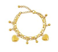 Yowivon Gold Charm Bracelet Heart Bracelet Adjustable Dainty Gold Plated Bracelets Stack Stainless Steel Tarnish Free Fashion Jewelry Gifts for Women