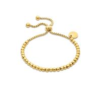 Yowivon Gold Plated Bracelet Dainty Adjustable Slider Beaded Bracelets Trendy Charm Bracelet Stainless Steel Tarnish Free Fashion Gold jewelry Gifts for Women