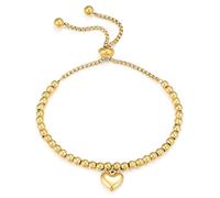 Yowivon Gold Plated Bracelet, Dainty Adjustable Slider Beaded Bracelets, Trendy Heart Charm Bracelet, Stainless Steel Tarnish Free Fashion Gold jewelry Gifts for Women