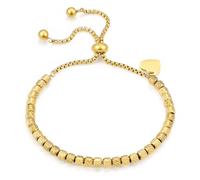 Yowivon Gold Plated Bracelet, Dainty Adjustable Slider Cylindrical Beaded Bracelets, Trendy Heart Charm Bracelet, Stainless Steel Tarnish Free Fashion Gold jewelry Gifts for Women