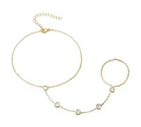 Yowivon Gold Ring Hand Chain Bracelet for Women, 14K Real Gold Plated Dainty Stackable Link Chain Bracelets, Adjustable Hypoallergenic Trendy Jewelry Gift, One Size, Stainless Steel, no gemstone