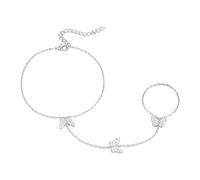 Yowivon Gold Ring Hand Chain Bracelet for Women, 14K Real Gold Plated Dainty Stackable Link Chain Bracelets, Adjustable Hypoallergenic Trendy Jewelry Gift, One Size, Stainless Steel, no gemstone