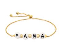 Yowivon Mama Bracelet Dainty Cute Adjustable Slider Chain Bracelet Tiny Thin Gold Palted Link Bracelets Fashion Tarnish Free Gold Jewelry Gifts for Women Mom