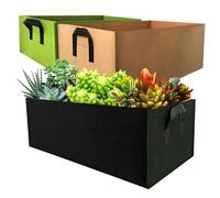 Yowmina 3Pcs Reusable Large Plant Grow Bags, Rectangular Nonwoven Fabric Breathable Grow Bags with Straps Handles, Vegetable Planters Outdoor, Tomato Planter for Tomatoes Flowers Vegetables
