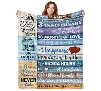 YOWNICF 3 Year for Her, Him - Wedding Gifts for Her, Girlfriend - Happy 3rd Anniversary Blanket Decorations Present for Women, Men