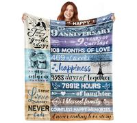 YOWNICF 9 Year Anniversary Traditional Gifts for Her Him, 9th Leather Pottery Anniversary Wedding Gifts for Couple Husband Wife, Happy Ninth Year Anniversary Blanket Decorations Present for Women Men