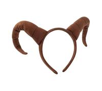 YOWOCAL Devil Goat Horns Headband Adjustable Plush Demon Sheep Horn Hair Hoop Headwear Accessories for Adult Halloween Party Animal Cosplay Costume Brown