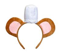 YOWOCAL Mouse Ears Headband with Chef Hat Cute Rat Hair Hoop Costume Accessory for Adults Halloween Cosplay, Brown, One Size