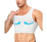 YOWODA Compression Gynecomastia Chest Binder Slimming Corest Tank Top Breast Bra for Transgender FTM Tomboy Men Women, White, Large