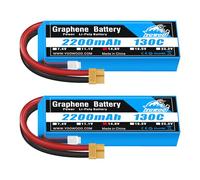 Yowoo 2 Pack 4S Lipo Battery 14.8 V 2200 mAh 130C Graphene Batteries with XT60 Connector for UAV Drones FPV Road Bike Quadcopters Aeroplane Helicopter RC Boat RC Car