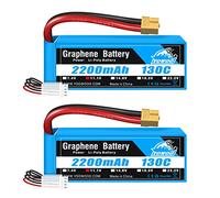 Yowoo 3S Lipo Battery 2200mAh 130C 11.1V RC Graphene Lipo with XT60 / Deans T Plug for E-flite Valiant Parkzone E4F Wildcat Great Planes E-Cub RC Car Boat Truck Helicopter Quadcopter (2 Pack)