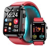 Yowow BIT Blood Pressure Smart Watch with Air Bag Air Cuff, 1.92" lPS Color Screen, 24/7 Heart Rate Blood Oxygen Sleep Respiration Rate Health Monitor Activity Tracker Familiy Data Sharing (Red)