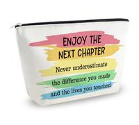 Yoxiumi Going Away Gifts for Coworkers Women Retirement Gift for Woman Female Retired Makeup Bag Retirement Gift Bag Retired Gifts for Women Happy Retirement Cosmetic Bag, white-chapter