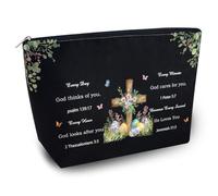 Yoxiumi Inspirational Christian Gifts for Women Faith-Based Makeup Bags Bible Verse Cosmetic Pouches and Religious Accessories Perfect for Sister Birthday Gifts, black-god