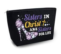 Yoxiumi Inspirational Christian Gifts for Women Faith-Based Makeup Bags Bible Verse Cosmetic Pouches and Religious Accessories Perfect for Sister Birthday Gifts, black-sister