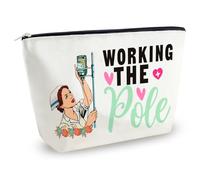 Yoxiumi Working The Pole Nurse Bag Nurse Accessories for Work Nurse Appreciation Makeup Bag ER Nurse Gifts Nursing Student Graduation Gift Nurse Gifts Bulk for Women Nurse Essentials Cosmetic Bag,
