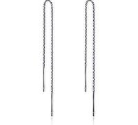 YOXUA 3 Pairs 925 Sterling Silver Line Link Chain Earrings for Women Girls-Long Bar Tassel String Threader Pull Through Earrings Gifts (6mm 8mm 20mm) (Silver)