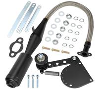 YOXUFA Flexible 2 Stroke Exhaust Muffler Silencer + Chain Tensioner Adjuster Kit for 49cc 60cc 66cc 80cc 100cc Motorized Bike Bicycle Engine Gas Motor Parts Black