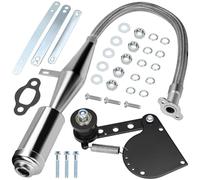 YOXUFA Performance Flexible Exhaust Muffler Silencer Pipe Chain Tensioner Adjuster for 49cc 50cc 60cc 66cc 80cc 100cc 2-Stroke Gas Motor Motorized Mountain Bike Bicycle Engine Parts Silver