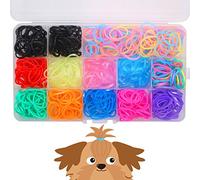 YOY 3/4" Pet Dog Stretchy Rubber Bands, 600/Box - Puppy Elastics Ties Pony Tail Holders Hair Accessories for Doggy Grooming Top Knots Ponytails Braids and Dreadlocks