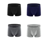 YOYADOY Men's Cotton Boxer Briefs, 4-Pack Underwear for Obese Men, Extra-large Men's Breathable Underpants. (UK, Numeric, 36, 38, Regular, Regular, Black + Navy Blue + Hemp Grey + Carbon Grey)
